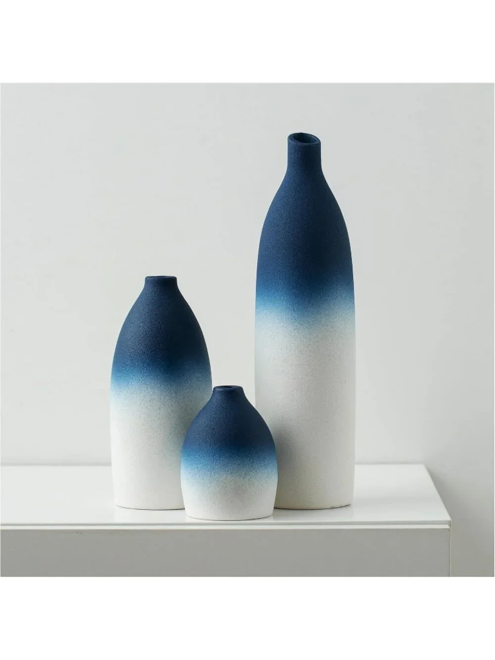 White And Blue Vase Set Island Living Room Office Table Fireplace Shelf Deco